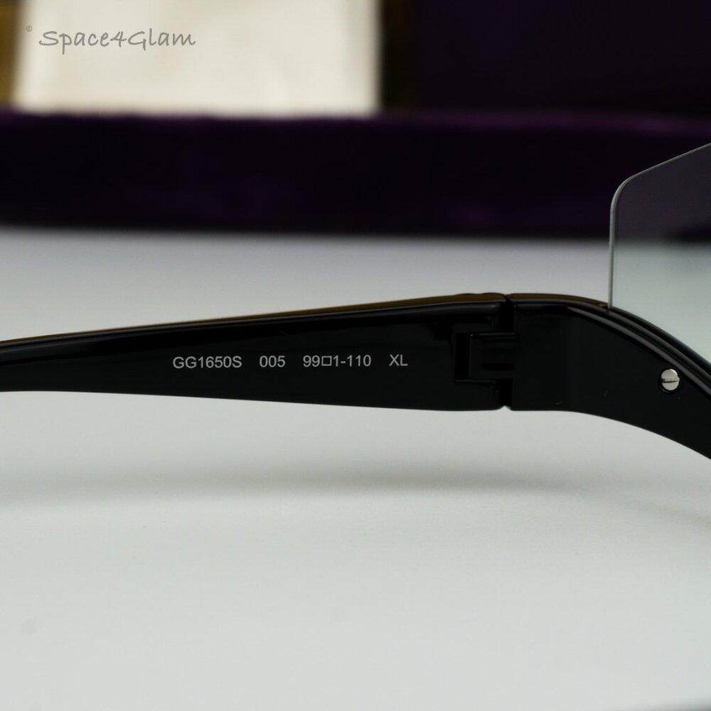NEW Gucci GG1650S 005 Shiny Black Green Unisex Shield Mask Sunglasses GG GG 1650 - Picture 5 of 7